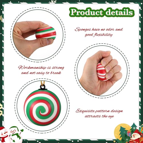 Christmas Candy Ornaments Set - 24 Decorative Hanging Stress Balls - Festive Holiday Decor