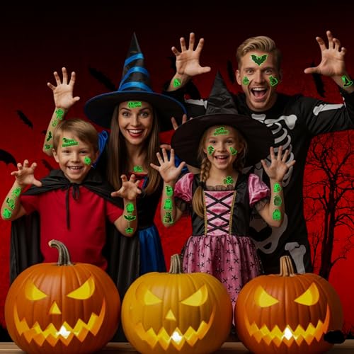 Glow in the Dark Halloween Temporary Tattoos 60PCS Party Favors