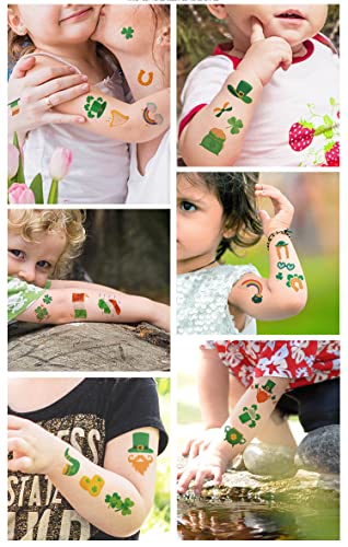 Furimuk St. Patrick's Day Temporary Tattoos Shamrock Waterproof 10 Sheets