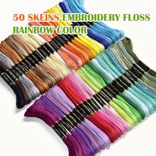 LE PAON 50 Skeins Rainbow Embroidery Floss for Crafts