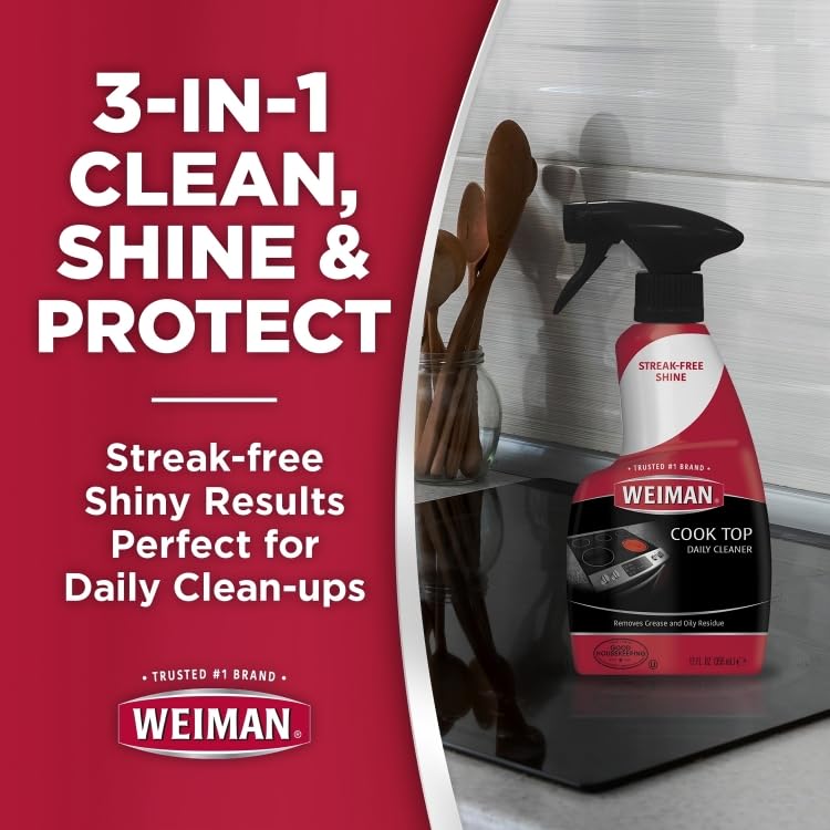 Weiman Glass & Ceramic Cooktop Cleaner - 12 oz Stovetop Polishing Solution