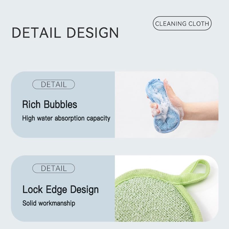 YUEMIN Clean 6-Pack Kitchen Sponges with Stainless Steel Scrub