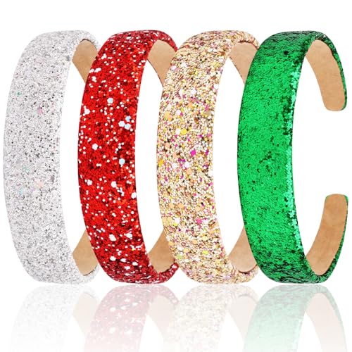 Vovii Glitter Sequin Headband Sparkly Christmas Hair Accessory for Women Girls