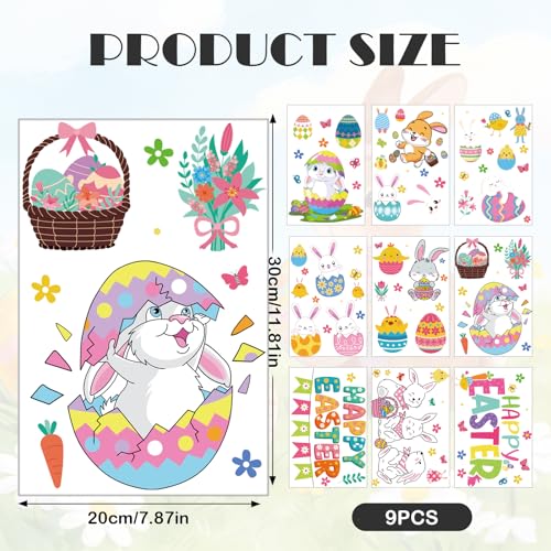 AFRITEE Easter Window Clings - 9 Sheets Cute Bunny & Floral Glass Stickers