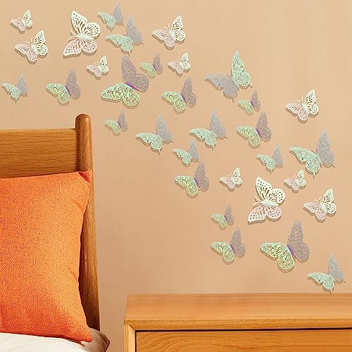 24 PCS 3D Butterfly Wall Decor - Pink Room & Party Decorations