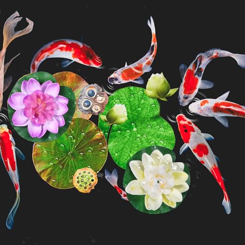 Artificial Floating Lotus Flowers Set - 10cm Water Garden Pond Decor