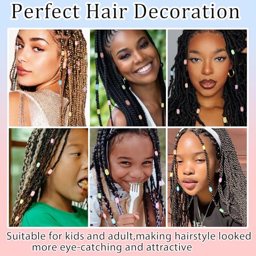VENOFEN 50PCS Colorful Acrylic Hair Beads for Braids and Dreadlocks