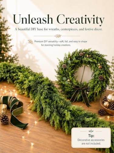 9 FT Artificial Christmas Cedar Garland - 2 Pack Real Touch Pine Greenery