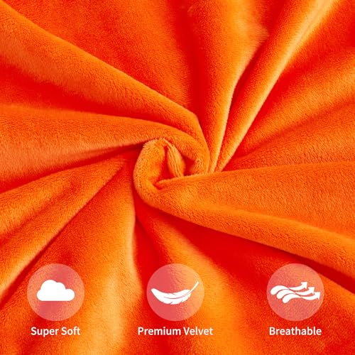 Bright Orange Fall Velvet Throw Pillow Covers Set of 2 18x18 Inches - Farmhouse Boho Decor