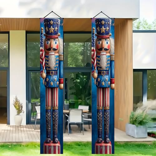 BlissYard Patriotic Nutcracker Door Banner 12x72 Inch Independence Day Porch Decor