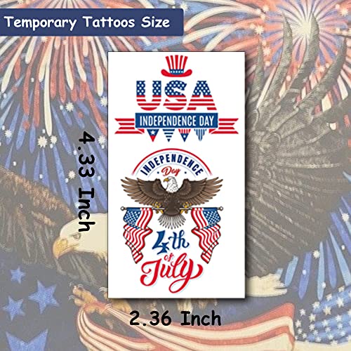 Hohamn 4th of July Patriotic Temporary Tattoos - 20 Sheets American Flag Party Favors