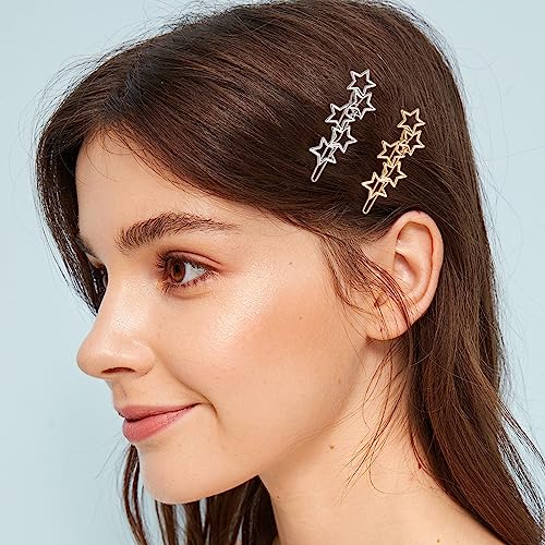 10-Piece Vintage Metal Star Hair Clips Non-Slip Hair Pins Gold Silver