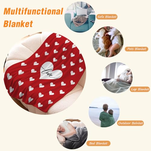 YeeJu Valentine's Day Kids Throw Blanket - Red Heart Fleece 40x50