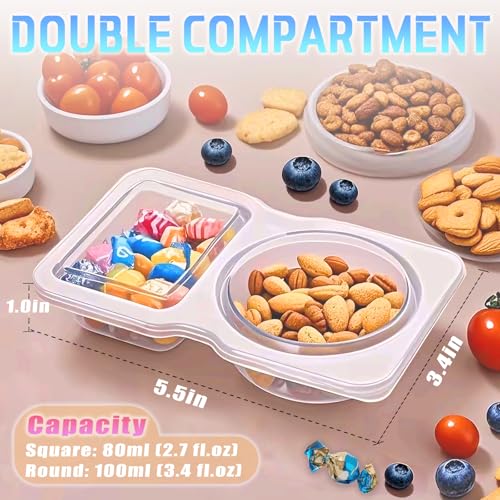 Aizzke 12-Pack Double Compartment Snack Containers with Lids, 180ml