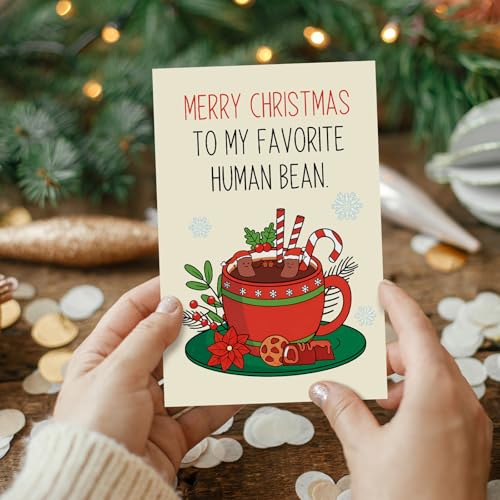 Funny Romantic Christmas Card for Boyfriend Girlfriend - Bean Xmas Card
