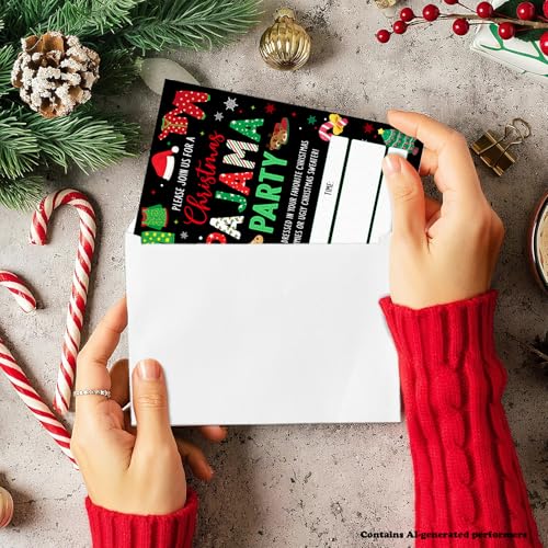Christmas Party Invitations with Envelopes - 20 Pack Holiday Invitations
