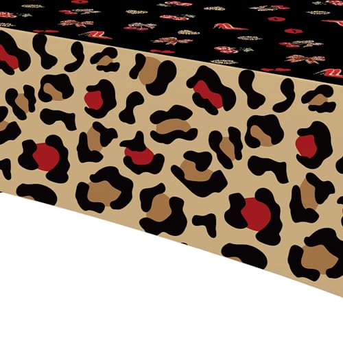 Cheetah Cherry Birthday Tablecloth - 3 Disposable Covers, 86x55in