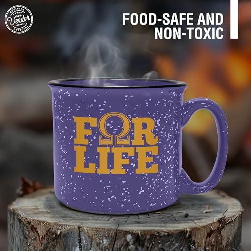 Omega Psi Phi Fraternity 15 oz Campfire Mug - Omega For Life Variation