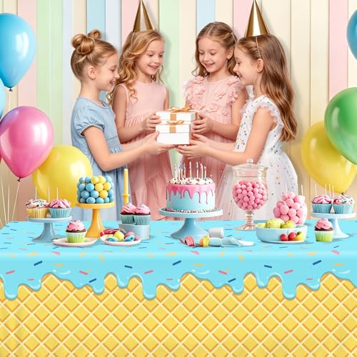 Ice Cream Party Tablecloth Set - 4 Pack for Summer Celebrations