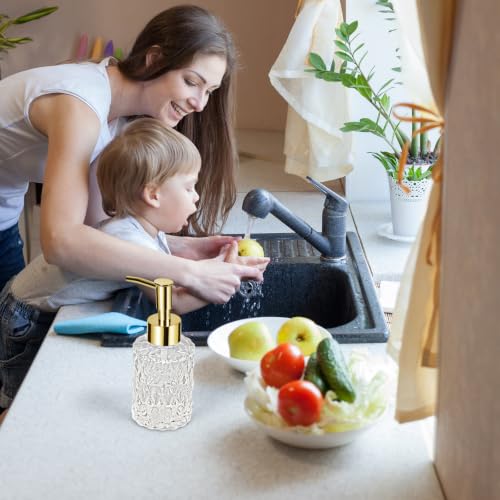 Transparent Glass Soap Dispenser with Gold Pump - 168ml