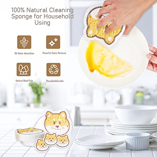 Vilphel Smile Dog Kitchen Sponges 3 Pack - Natural & Reusable