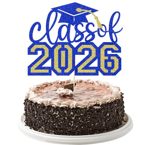 Glitter Class of 2026 Cake Topper - Graduation Party Decoration