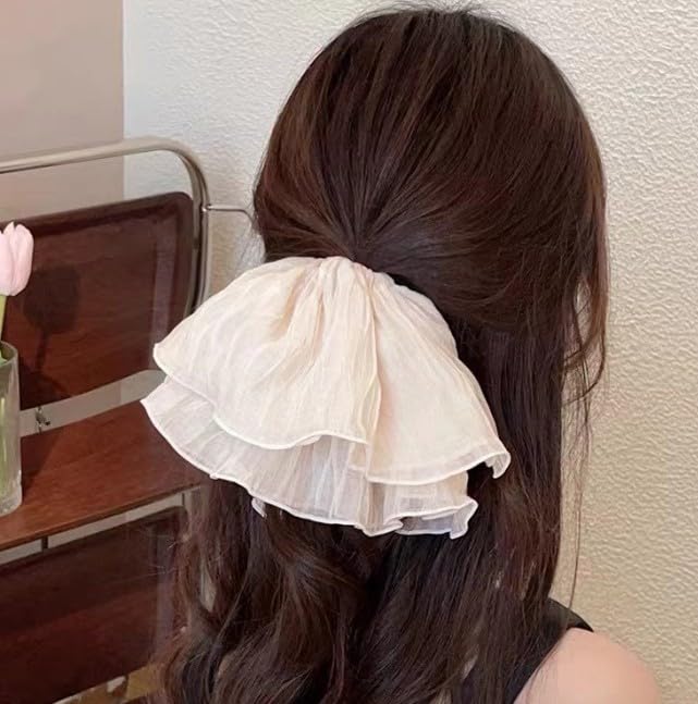 Jinshining Oversized Mesh Lace Hair Scrunchie for Women Large Volume Ponytail Holder
