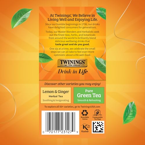 Twinings Honeybush Mandarin & Orange Herbal Tea Bags, 20 Count - Caffeine-Free, Enjoy Hot or Iced (Variation: Honeybush, Mandarin, & Orange / 20 Count Pack of 1)