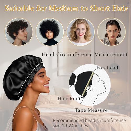 Satin Silk Hair Sleep Bonnet for Women Anti Frizz Night Cap