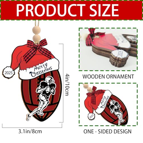 Personalized Football Christmas Ornament - Wooden Sports Gift