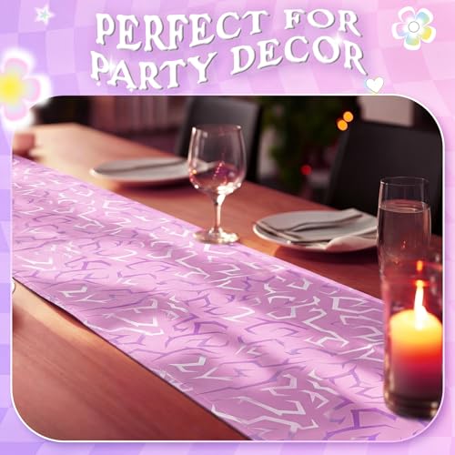 Kpop Table Runner 12x72 Inch - Purple Lightning Design