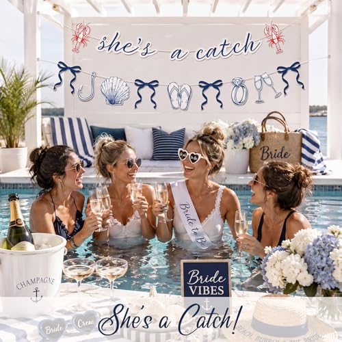 Beach Themed Bachelorette Party Banner Set - 2 Pcs She's a Catch
