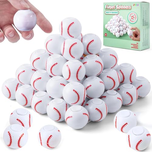 JOYIN 72-Pack Baseball Fidget Spinners, 1.3-Inch Sensory Stress Relief Toys