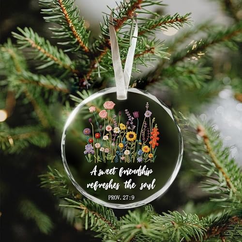Christian Friendship Ornament - Proverbs 27:9 Glass Gift for Best Friends