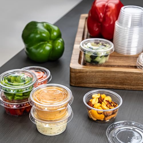 Amazon Basics 2oz Disposable Plastic Cups with Lids - 50 Count