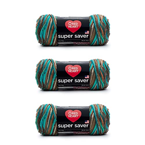 Red Heart Super Saver Yarn 3-Pack Reef - Worsted Weight Acrylic Craft Yarn