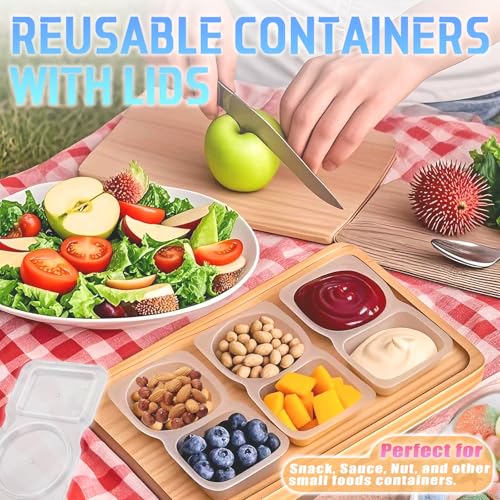 Aizzke 12-Pack Double Compartment Snack Containers with Lids, 180ml