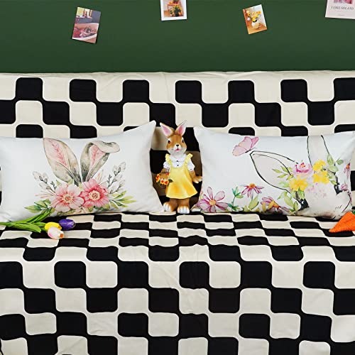 ONWAY Bunny Easter Throw Pillow Covers 12x20 Inch Set of 2