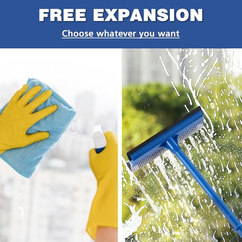 15.9" 2-in-1 Window Squeegee with Long Handle - Car & Home Cleaner