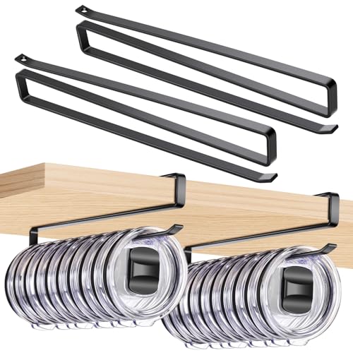 Tumbler Lid Organizer for Kitchen Cabinets - Holds 24 Lids, Black