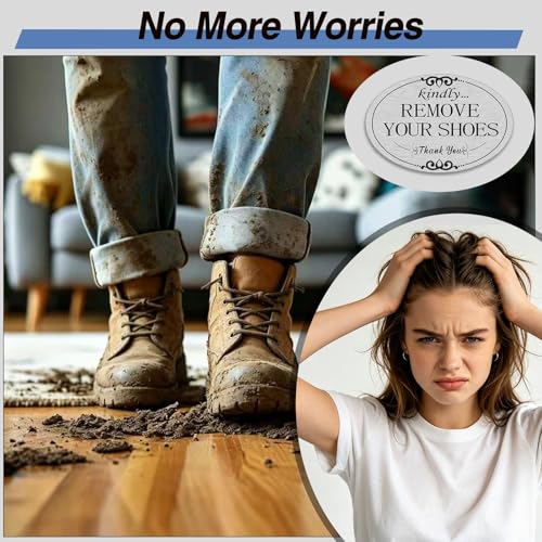 Remove Your Shoes Sign - 2 Pack Self-Adhesive Aluminum Plaque