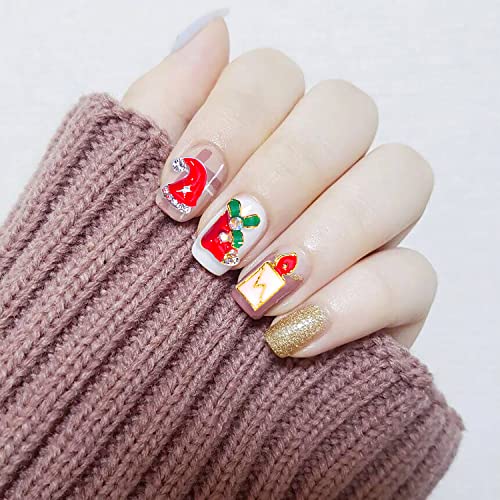 WOKOTO 30Pcs 3D Christmas Nail Charms Alloy Rhinestone Gems