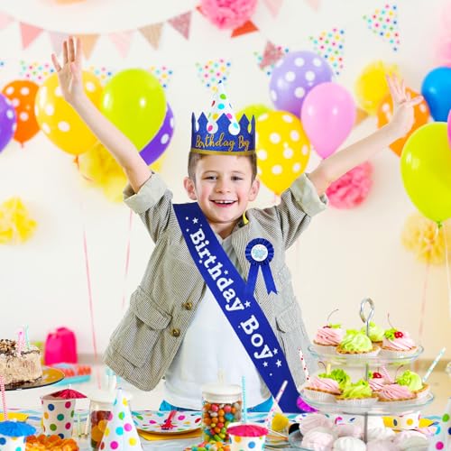 Blue Birthday Boy Crown Hat - King Party Accessory Set