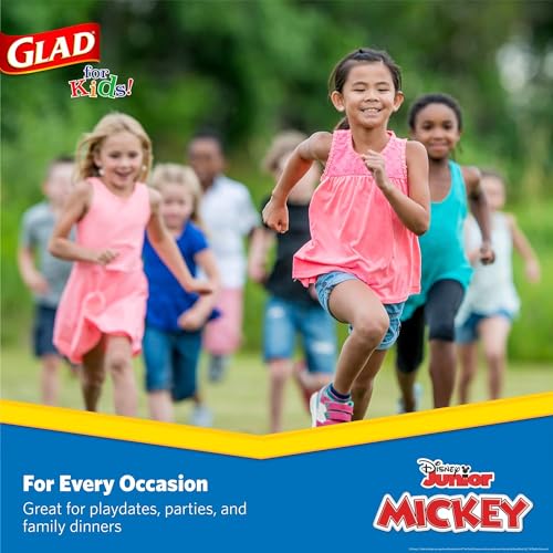 Glad Disney Mickey and Friends Paper Plates, 8.5 in, 40 Ct - Heavy-Duty Disposable Plates for Kids' Meals and Parties