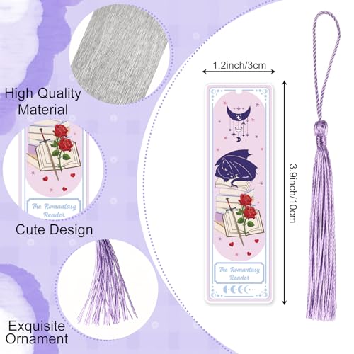 Gueevin 3 Pcs Tarot Fantasy Metal Bookmarks Set with Tassels