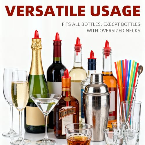 6-Pack Plastic Liquor Pourers - Precision Spouts for Syrups & Drinks