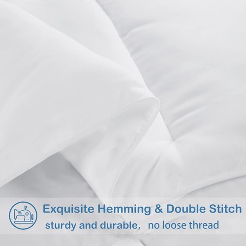 EASELAND Queen Size Down Alternative Comforter - Soft, Lightweight Quilted Duvet for All Seasons | White 88x88 Inches