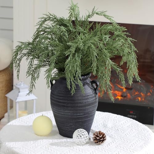 Modern 24 Inch Artificial Cedar Branches Set - 6 Pcs Winter Decor