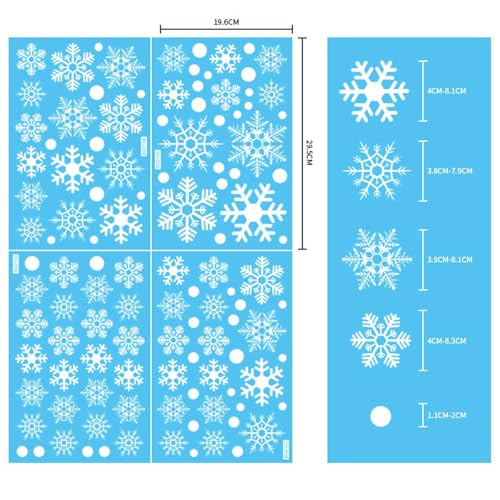 Christmas Snowflake Window Clings - 114PCS Reusable Static Decals