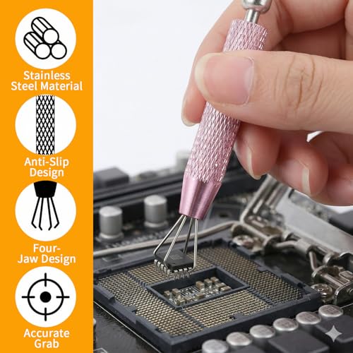 Sibba 4-Pack Piercing Ball Grabber Tool - Stainless Steel 4-Claw Jewelry Changing Tool